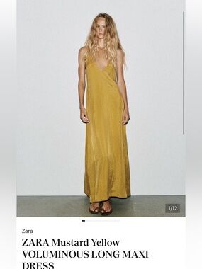 ZARA Mustard Yellow VOLUMINOUS LONG MAXI DRESS NWT!